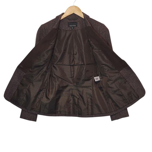 Tinley Road Wool Blazer Brown Faux Suede Lapel Tailored Structured Jacket Size S - Picture 6 of 16